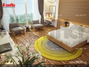Vật liệu kính cường lực là một sự lựa chọn hoàn hảo trong thiết kế phòng ngủ khách sạn để du khách có thể ngắm nhìn cảnh sắc thiên nhiên