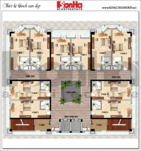 5 Mặt bằng công năng tầng 2 khách sạn tân cổ điển đẹp tại an giang sh ks 0063