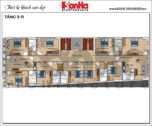 7 Bản vẽ tầng 5 đến 11 khách sạn tân cổ điển mặt tiền 10,5m tại phú quốc sh ks 0075