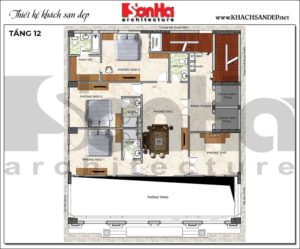 9 Bản vẽ tầng 12 khách sạn tân cổ điển mặt tiền 15m tại lạng sơn sh ks 0083