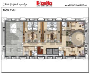 9 Bản vẽ tầng tum khách sạn kiểu tân cổ điển mặt tiền 14,6m tại hà nội sh ks 0078